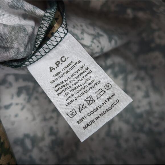 NWT A.P.C. Men's Lloyd Khaki Short Sleeve Casual Button Down Shirt Size S - Picture 7 of 10